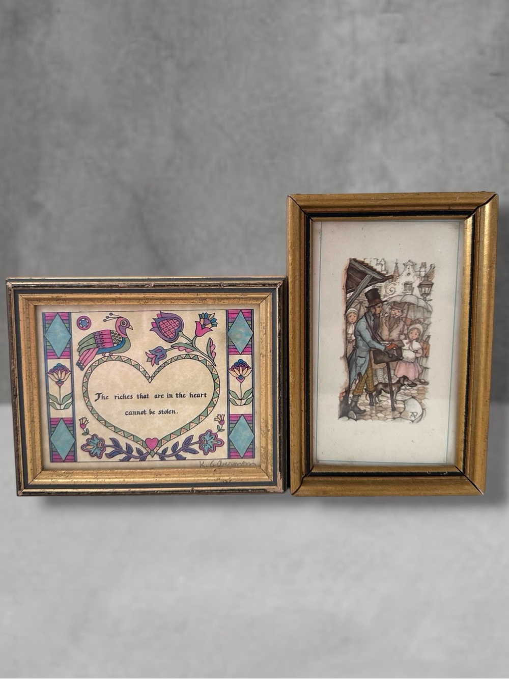 Kathi Giberman Nova Scotia 4.5x3.5 Mini Framed Art Signed & Anton Pieck Print